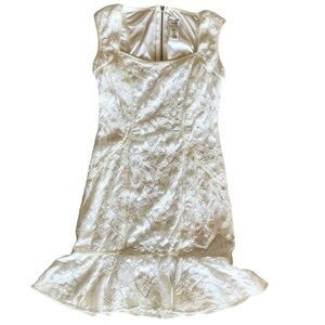 Vintage 90s Cache White Lace Floral Dress Size 4